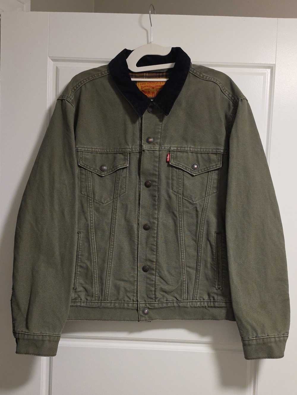 NWOT Levi's Lined Canvas Trucker Jacket - Olive, Size M